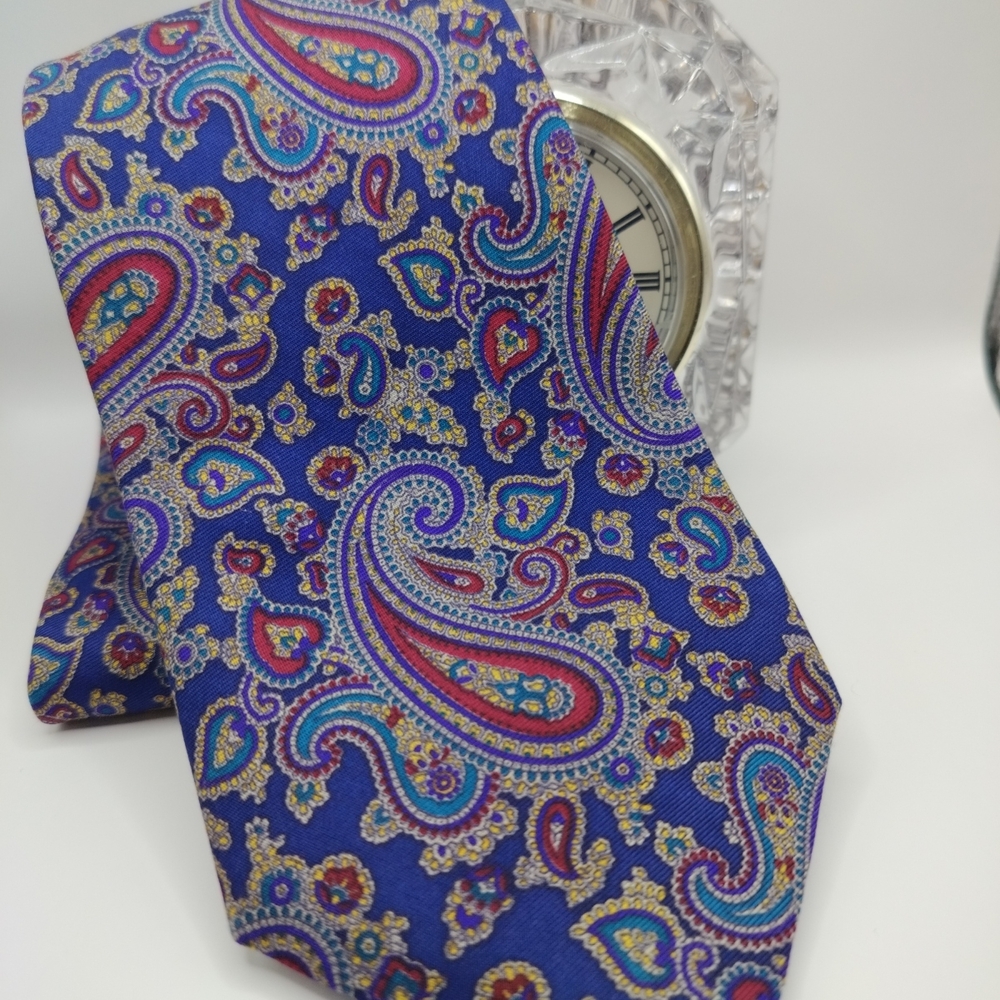 Paisley Silk Tie - Blue and Red